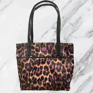 COACH Signature Purple Ocelot Leopard Print Shoulder Bag Tote F25282 Y2K
